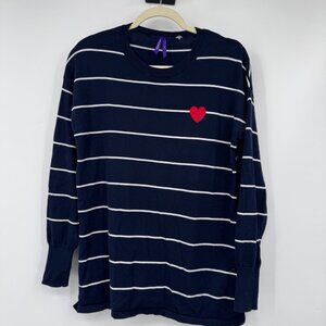 Seraphine navy white red heart  Stripe Maternity & Nursing Jumper & Shirt